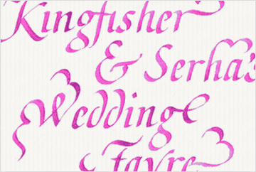 Italic calligraphy with swashes announcement