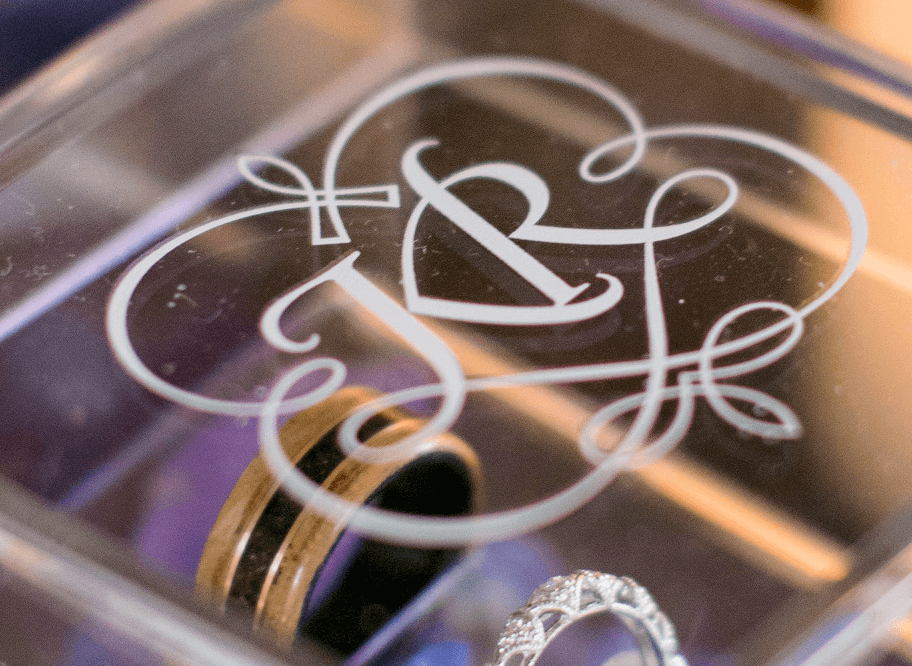 KR monogram printed on ring box