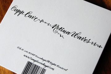 contemporary copperplate script on cd packaging